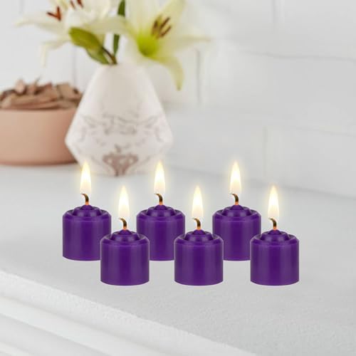 Mega Candles 12 pcs Unscented Purple Votive Candles, Hand Poured Wax Candle 10 Hours 1.38 Inch x 1.5 Inch, Home Décor, Wedding Receptions, Centerpieces, Occasions, Events, Festivities, Meditations - Image 5