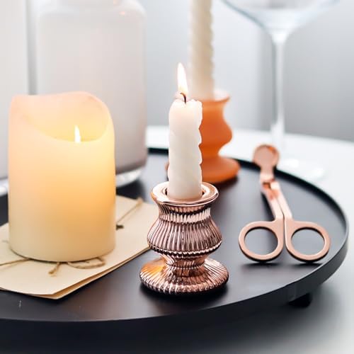WDHODEC Pink Gold Candlestick Holders 12PCS Glass Taper Candle Holders for Table Centerpiece Colorful Candle Sticks for Spring Wedding, Party and Festival Decoration - Image 4