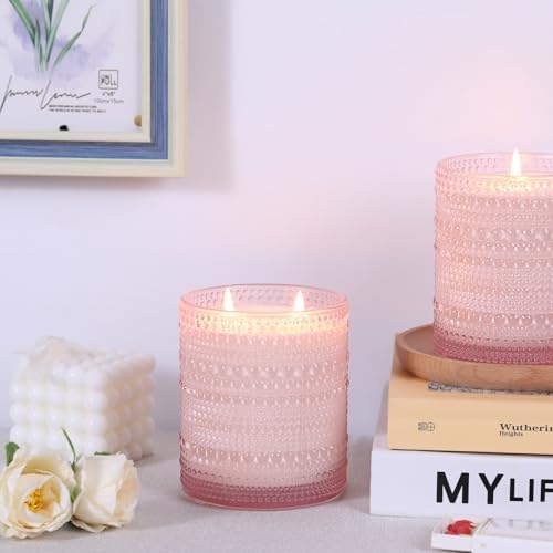 DARJEN 8 Pcs 14oz Glass Candle Jars with Lids, Candle Containers Tins-Pink - Image 5