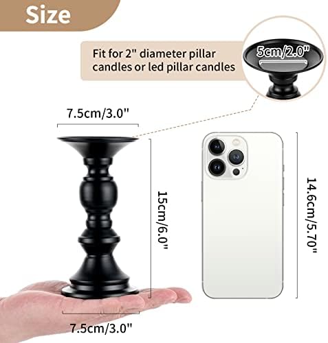 NUPTIO 2 Pcs Candle Holders for Pillar Candles, Black Candle Holder for 50mm Candles Christmas Halloween Mantlepiece Decorations, Ideal for Weddings Special Events Party Living Room - Image 5