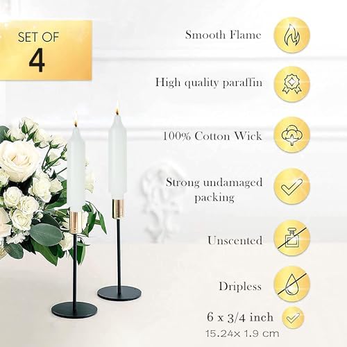 Short Taper Candle Sticks Halloween Candles 6 inch Unscented Dinner Candle Dripless for Home Decor,Set of 4,Orange - Image 5