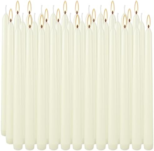 36 Pack Ivory Taper Candles 10 inch(H) Dripless, Smokeless & Unscented - Long Burning Time - Hand Poured Tall Candlesticks - Ideal for Restaurant,Weddings, Dinner Parties, and Home Decor by fclayvts
