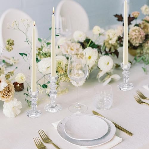 Glass Candlestick Holders Set of 3, Clear Candle Holder Taper Candle Holders for Candlesticks, Table Centerpiece, Home Decor,Wedding, Birthday, Party, Christmas - Image 4