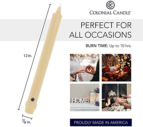 Colonial Candle Unscented Taper Candle, Classic Collection, Limoncello, 12 in, Pack of 12 - Up to 10 Hours Burn - Image 3