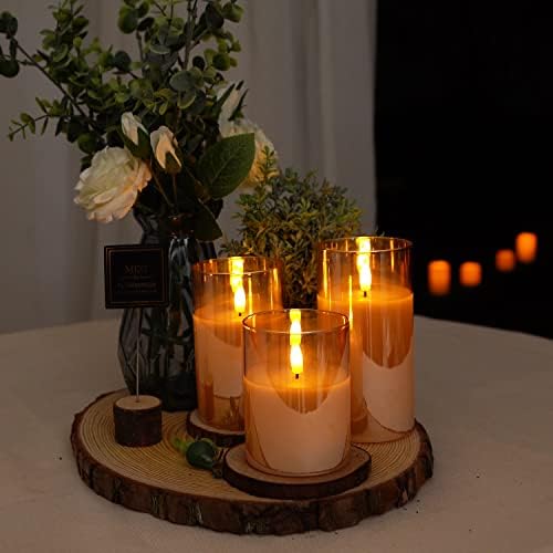 Amagic Gold Glass Flameless LED Candles Battery Operated with Remote Timer - Image 5