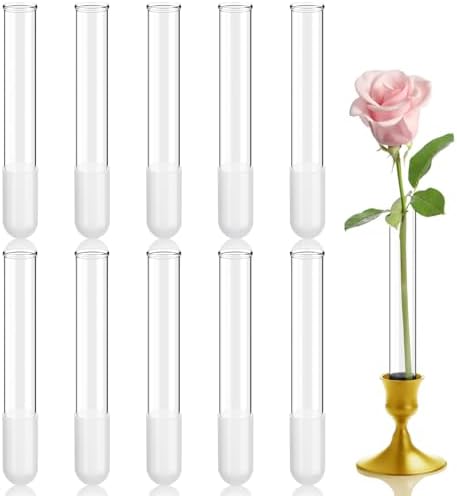 10 Pack 5.9" Glass Bud Vase Taper Candle Holder by Unknown