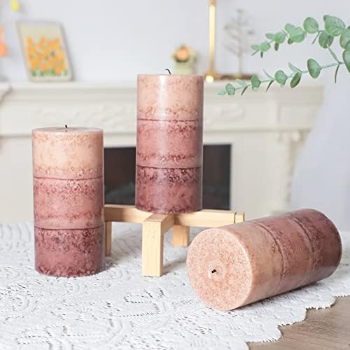 Coffee Pillar Candles, Aromatherapy Scented Candles, Set of 3 Tall 3x6 Inch Dripless Pillar Candle, for Wedding and Home Décor - Image 5