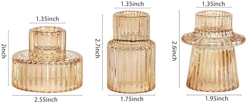 Vixdonos Taper Glass Candlestick Holders Tealight Candle Holders for Table Centerpieces, Wedding Decor and Dinner Party (3 Pcs, Gold) - Image 2