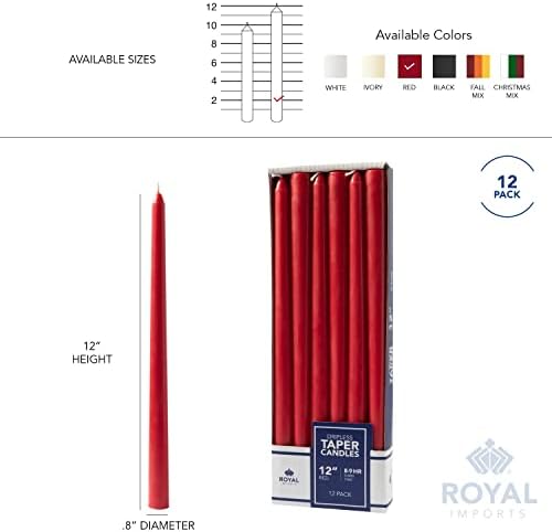 Royal Imports Unscented Taper Candles 12 Inch Red 9HR Burn Time Set of 12 - Image 6