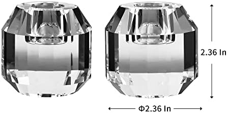 kitCom Crystal Candle Holders Set of 2, 2.36" Crystal Candlestick Holders, Crystal Taper Candle Holders for Table Wedding Housewarming Gifts Deco - Image 2
