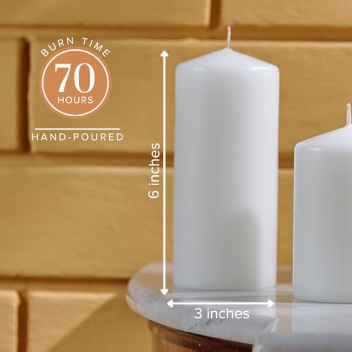 Simply Soson White Pillar Candles 3x6 Set of 6, Unscented Bulk Pack - Image 2