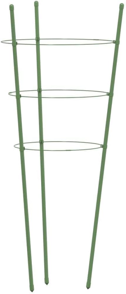 Garden Plant Supports with 3 Rings 5 pcs Green 23.6" Steel, Sturdy Tomato Cage for Climbing Plants, Plant Stakes for Tomatoes Cucumbers Hydrangeas Peonies