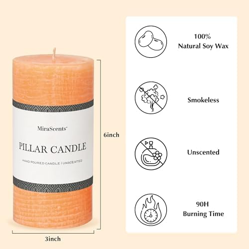 3x6 Inch Yellow Pillar Candles - Set of 3, Unscented, Large, Smokeless Dripless Candles for Dinner Table Decor, Home Rustic Decor, Fall Centerpieces - Image 4