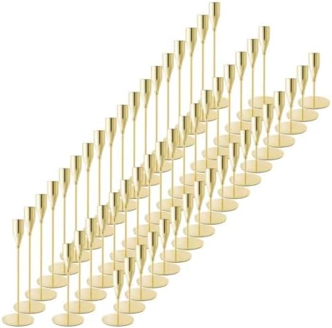 Gold Candlestick Holders, Metal Taper Candle Holders, Bulk Set of 54 by ECHFSM