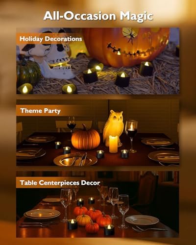 Homemory 12-Pack Black Flameless Battery Tea Light Candles, 200+ Hours - Image 5