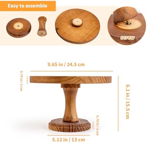 Wood Cake Stands Riser Rustic Round Vintage Candle Stand Holder 9 Inch - Image 2