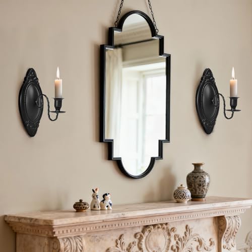 Black Candle Sconces Set of Two, Victorian Decor Royal Wall Sconce, Metal Rustic Candle Holder Baroque Home Wall Decor for Living Room, Dining Room, Bedroom, Fireplace, Hallway, Window - Image 6