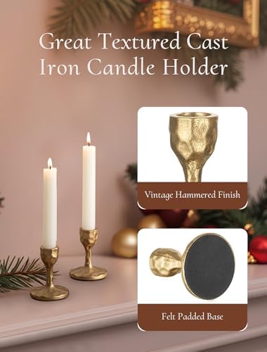 Antique Brass Candlestick Holders: Cast Iron Taper Candle Holder - Image 5