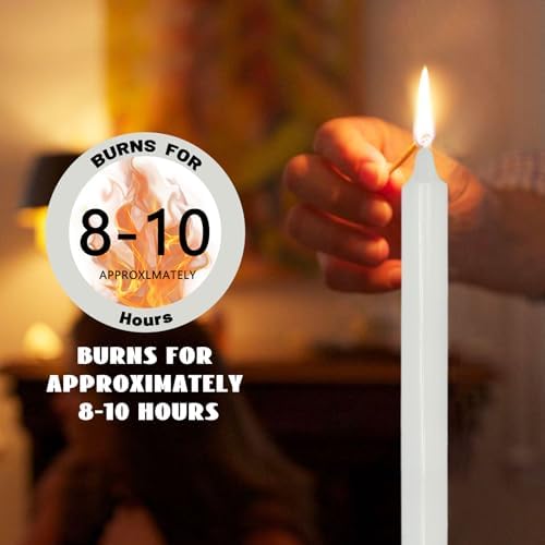 NJAO HOO White Candlesticks 10 Inch Handmade Dripless Taper Candles Unscented Colored Candle Set - Up to 9-11 Hours Burn, Pack of 4 - Image 5