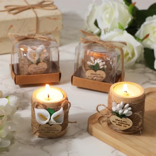 Mtlee 20 Sets Baptism Candle Favors for Guests, White, Thank You - Image 2