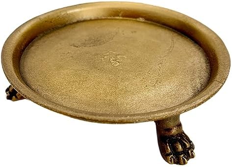 Hapton House 100% Solid Brass Clawfoot Dish - Pedestal Dish - 4.6 in - Candle Dish - Candle Holder - Candle Stand - Jewelry Dish - Jewelry Holder - Perfect for Wax Candles, Jewelry, Rings, Trinkets by HaptonHouse