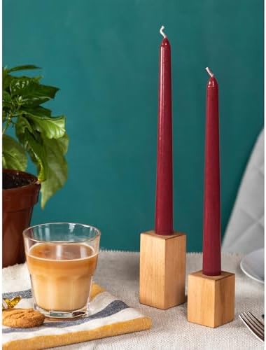 CANDWAX 8 inch Bordeaux Taper Candles Set of 12 - Unscented Smokeless Dripless Tall Candlesticks - Ideal for Home Decor, Thanksgiving or as Christmas Candles - Tapered Christmas Candle Sticks - Image 5