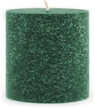 Root Candles Unscented Pillar Candles Beeswax Enhanced Textured Timberline™ Pillar Candle, 3 x 3-Inch, Dark Green by RootCandles