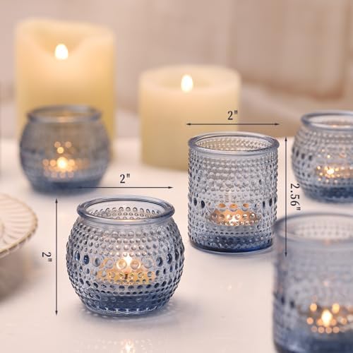 40 Pcs Blue Candle Holders Bulk, Dusty Wedding Decor- Assorted Tea Light Candle Holders for Blue Bridal Shower Decorations, Baby Shower Table Centerpieces - Image 3