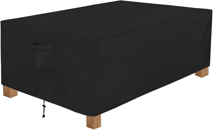 Easy-Going Patio Furniture Cover Waterproof Outdoor Rectangular Coffee Table Cover with Seal Tape at Seams (48"L x 28"W x 16"H, Black)