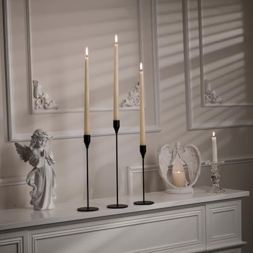 Upgraded Chrome Taper Candle Holders Set of 6 - Modern Matte Black Candlesticks (9/11/13 Inch), Weighted & Rust-Proof Metal Candle Stand for Fireplace Table Centerpiece - Image 2