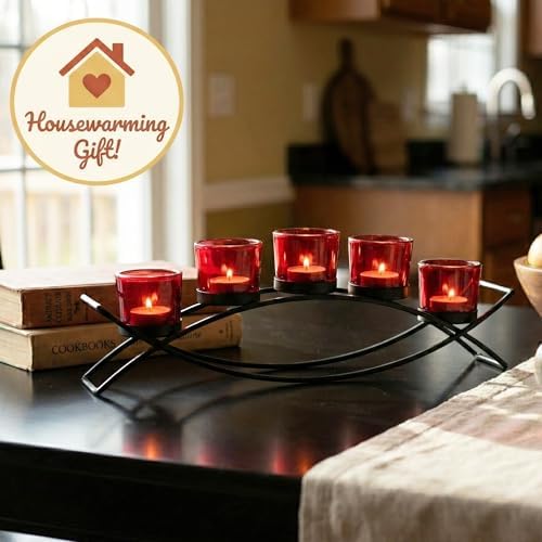 Seraphic Centerpiece Table Decoration, Candle Holder Dining Room Decor, Red - Image 3