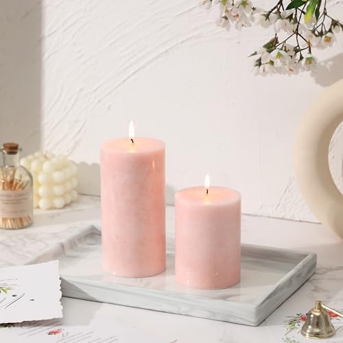 3x4 Inch Pink Pillar Candles Set of 3, Hand-Poured Unscented Pillar Candle, - Image 5