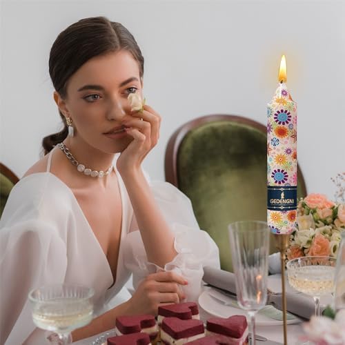 Floral Taper Candle Dripless Candlesticks - Gedengni 4pcs Handmade Sunflower Candles Short Candle Sticks 7inches Smokeless Tapered Candles for Home Party Wedding Dinner,18-SUNFLW - Image 3