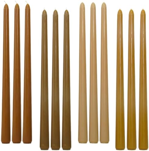 12inch Fall Taper Candles Tall Candlesticks-Unscented dripless Candles for Fall Harvest Thanksgiving Dinners Parties and Home Decor-12pcs by LPUSA