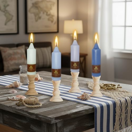 5 Inch Short Taper Candles Gradient Blue 4 PCS Handmade Candle for Dinner Household Wedding Party Home Décor Candlesticks - Image 6