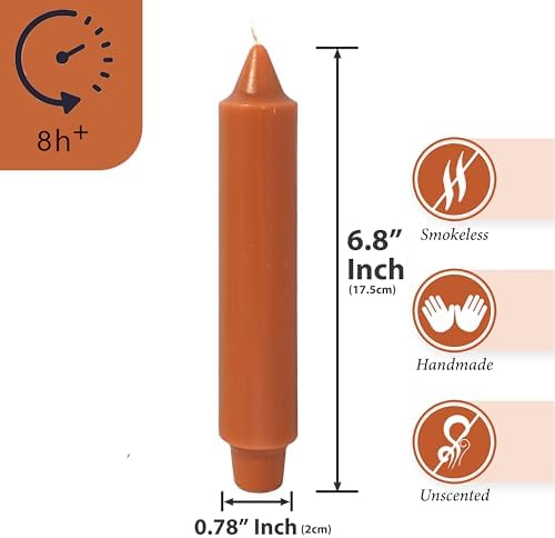 Pumpkin Orange Taper Candle Candle Sticks, 7 Inch Mini Pillar Candles Taper Candles, 4PCS Handmade Unscenteds Candlesticks for Festive Halloween Thanksgiving Day Fall Home Decor - Image 2