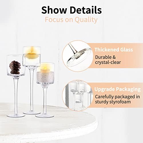 NUPTIO Glass Candle Holders, Set of 6 Stemmed Holders for Floating Candles - Image 4