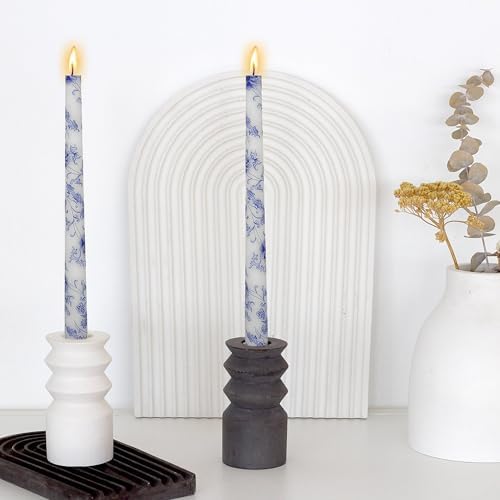 Printed Taper Candles 10 INCH Handmade Candles Unscented Smokeless Candlesticks Blue and White Porcelain Pattern Candle for Home Wedding Dinner Holiday Party - Image 5