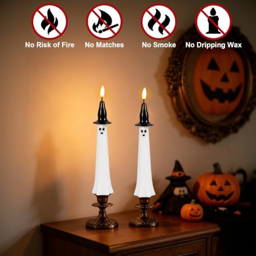 Halloween Witch Flameless Taper Candles with Remote and Timer - Image 6