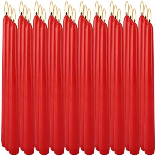 30-Pack Red Taper Candles - 10 Inch Long-Lasting Dinner Candles, Unscented Smokeless for Christmas, Wedding, Party and Home Table Decor by Aamdkcyu