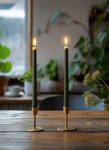 12pk 10" Classic Taper Candles, Dark Moss Green, 7-8 Hours Long Burning, Unscented Tall Candlesticks - Image 6