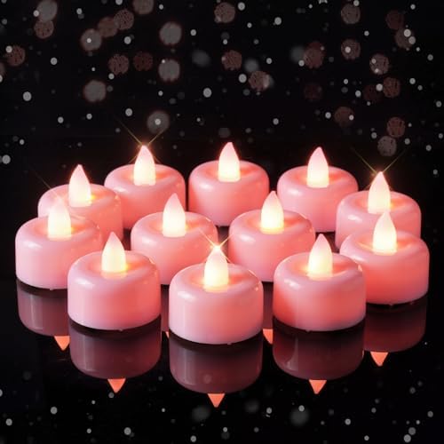 Amagic 12Pack Pink Flameless LED Tea Lights Candles Battery Operated by AMAGIC