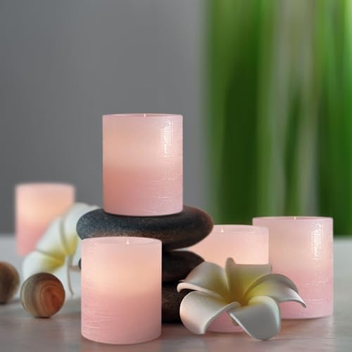 FURORA LIGHTING Pink Marble Real Wax Votive LED Candles, 6-Pack - Image 6
