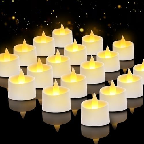 White Flameless LED Tea Lights - Battery-Powered Dancing Flame Candles for Modern Homes, White Weddings & Easter Decor (White Base, 24 Pack) by Unknown