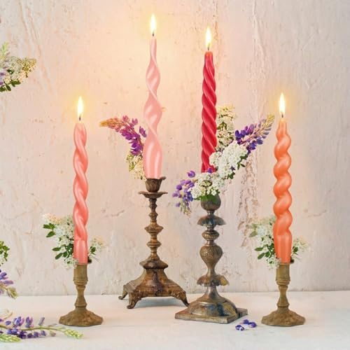 Nuanchu 4 Pcs Twisted Taper Candles,7.87 Inch,Pure,Pink - Image 5