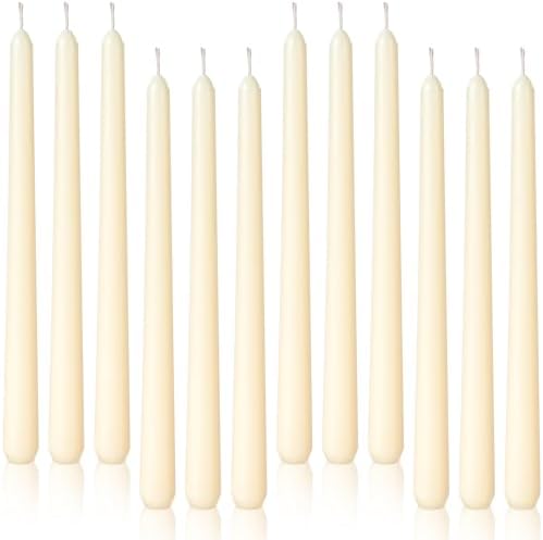 Viyffo Taper Candles, 10 Inch, 12 Pack, Ivory Unscented Smokeless Design by Viyffo
