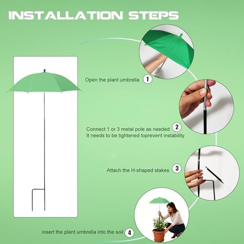 Plant Umbrella Shade For Outdoor Plants Adjustable Height (Green) - Image 4