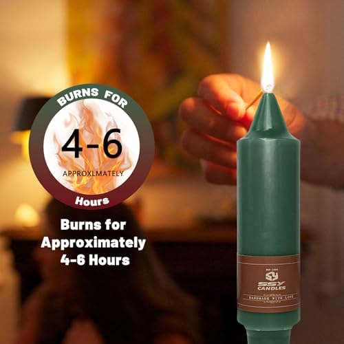 NJAO HOO Christmas Short Taper Candle 5 Inch Christmas Candlesticks Red and Green Unscented Dripless for Home Dinner Decor Party, 4 Pack - Image 6