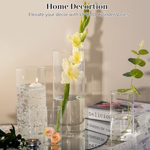 16 PCS Clear Cylinder Vases for Centerpieces - 4, 6, 8,10 Inch Tall - Image 3