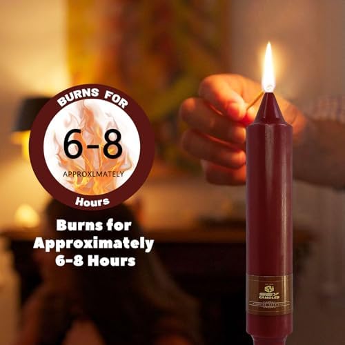 NJAO HOO Burgundy Short Taper Candle 7 Inch Christmas Candlesticks Red Unscented Dripless for Home Dinner Decor Halloween Party, 4 Pack - Image 4
